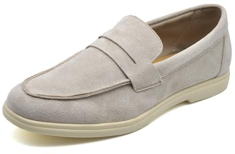 IF Fashion Scarpe Mocassini Slip On Loafers da Uomo in Camoscio Sintetico Pelle Scamosciato Eleganti e Casual 2Y353-1 Beige N.43