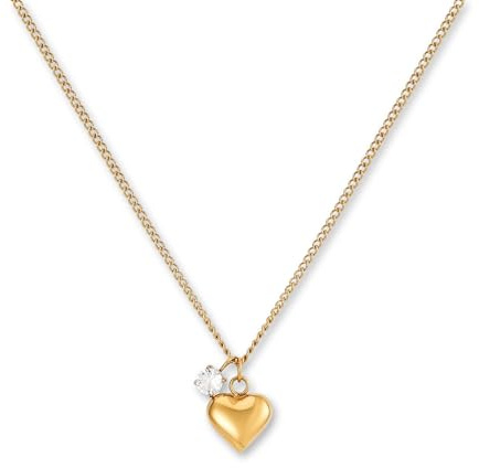 GD GOOD.designs Collana con cuore in oro e pendente con zirconi | Elegante collana in acciaio inossidabile 316L placcato oro 18 carati | Collana regolabile da donna (42-47 cm)