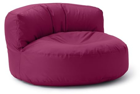 Lumaland sittsäck lounge | soffsaccosäck 90 x 50 cm med ryggstöd | inomhus och utomhus beanbag | vattenavvisande och robust | med justerbar EPS-fyllning | tvättbart överdrag [vinröd]