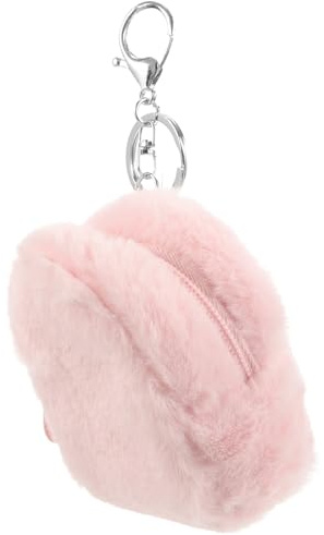 Hoement Bolso de Peluche Pequeño Rosa para Mujer Diseño Moderno y Funcionalidad de Organizador de Auriculares y Llaves para Salidas
