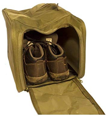 Farm Cottage Brands Durable 100% waterproof nylon fabric Walking/Hiking Boot Bag/Shoes Carrier, 24cm x 26cm x 36cm. Full length zip, external pocket, folds flat, green