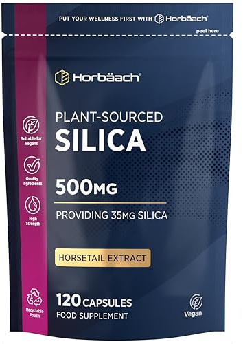 Silica Supplement 500mg | High Strength Silica from Horsetail Extract | 120 Powder Capsules | Vegan | 4 Month Supply | by Horbaach
