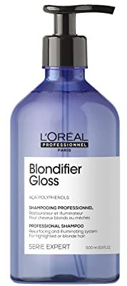 L'Oréal Professionnel,Shampoing Nutritif & Illuminateur, Cheveux Blonds ou Méchés en Manque d'Eclat, Restaure, Nourrit & Réhausse la Brillance, Enrichi en Vitamine E, Blondifier, 500 ml, Série Expert