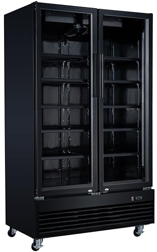 METRO Professional Frigo per bevande GSC2100BNC con 2 porte in vetro, 949L, nero, 3.7kWh/24h, 220-240V, illuminazione a LED, 10 ripiani regolabili, ideale per attività gastronomiche, bar e negozi