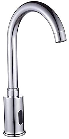 Automatic Touchless Sensor Faucet Chrome Motion Activated Kitchen Bathroom Hands Free Tap AC DC Powered 360 Degree Swivel Electric Infrared Sensor with Mixing Valve Public Vessel Sink Faucet