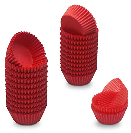 Mombake Mini muffinsfodral premium fettsäker muffins bakformar (röd, 500-antal)