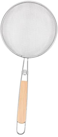 UPKOCH 1pc Anti-scalding Wooden Handle Colander Stainless Steel Skimmer for Deep Frying