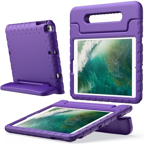 JETech Barnfodral för iPad 6:e/5:e Gen. 9,7, Air 2/1 & Pro 9,7, Lila | För iPad 9,7 (2018/2017), Air 2/1 (2014/2013) & Pro 9,7 (2016), med Handtagsstativ, Stötskyddad, Barnvänligt Skydd