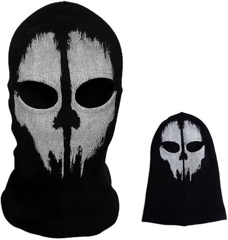 BAIYSFFG Balaclava pour Hommes Masque Complet d'horreur Ghost Mask,de Ski pour Costume de Robe de Fantaisie - Cosplay - Airsoft Motorcycling Paintball (Black Ghost-10)