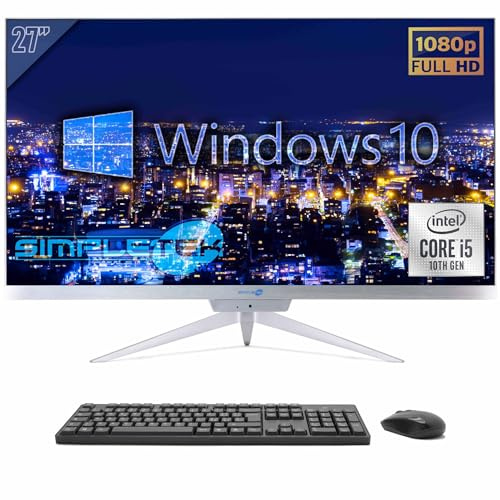 SIMPLETEK - All in One PC 27 Full HD | Core i5 10° Gen | Windows 10 | 16 GB SSD RAM 480 GB | Inbyggd 2K webbkamera | HDMI Serial RS232