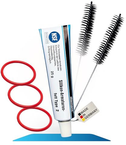 fancility® Zubehör Ersatzteile & Reinigungs-Set für Philips Kaffeevollautomaten 25g Silikonfett, 3 O-Ring Dichtungen für Brühgruppe Brüheinheit uvm. Saeco Latte go Spidem Gaggia etc. + Bürsten (M2)