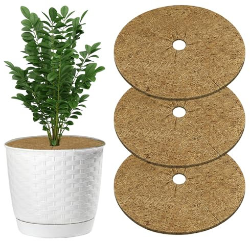 OFFCUP Tapis de Coco Plantes, 3pcs Disque de Protection Plante 60cm Disque de Paillage Tapis de Paillage en Fibre de Coco Disques Paillage de Désherbage des Plantes pour Plantes de Jardin Protection