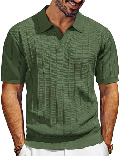 PJ PAUL JONES Polo de punto con cuello en V para hombre, con textura, para verano