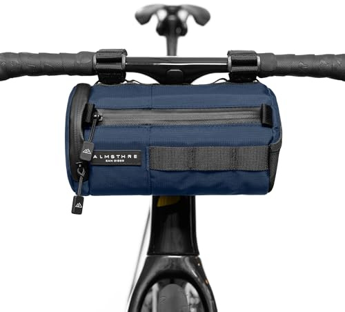 ALMSTHRE Signature Bar Bag - Cosmic Blue | Hard-Shell Bike Lenkertasche mit Wasserdichten Reißverschlüssen & verstellbaren Gurten | Leichte Fahrradlenkertasche Kompatibel mit Rennrad, Gravel & MTB