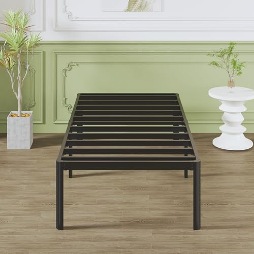 Lutown-Teen Struttura Letto Singolo 80x190 cm ad Angolo Curvo，Giroletto Singolo Alta 41 cm in ferro, Spazio di Archiviazione Extra, Montaggio Facile, Silenzioso, Nero
