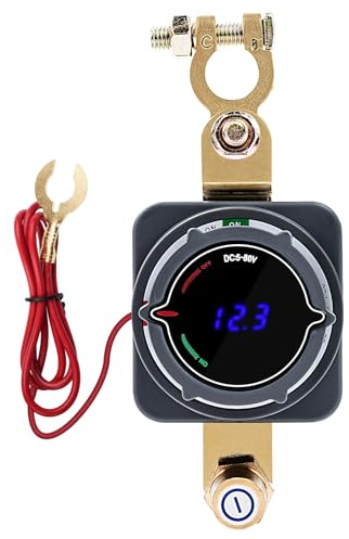 Buyweek Batteridetecterare DC 5–80 V batteriskydd med voltmeter bilbatteribrytare LED-voltage display batteriseparator för fordon, husbil, lastbil, båt