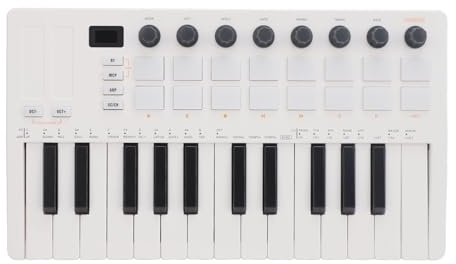 Drfeify Compact BT Wireless MIDI -Tastatur -Controller mit 25 Geschwindigkeitsempfindlichen Tasten, Ideal für die Steuerung der Virtuellen Synthesizer, für Beat Macher