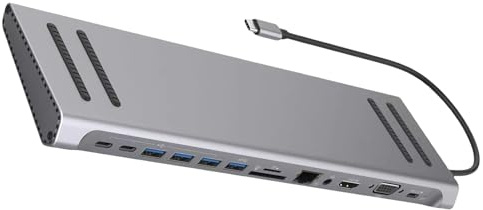 Sweeaau 14 en 1 USB C Multipuertos Hubs Estaciones de acoplamiento para portátiles HDMI, VGA, Ethernet, USB C, adaptador de expansión multipuerto