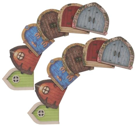 EPIGEIST 12 Piezas Puertas de Madera Miniatura para Jardín de Decorativas para Duendes y Hadas Diseño Detallado y Resistente para Exteriores para Decoración de Árboles y Jardines Pequeños