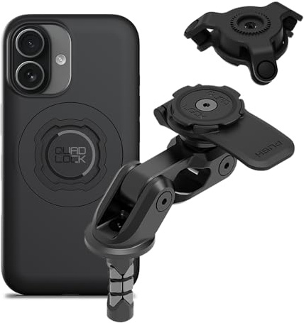 Quad Lock Motorcycle Fork Stem Mount PRO Kit with Vibration Dampener and MAG Phone Case for iPhone 17