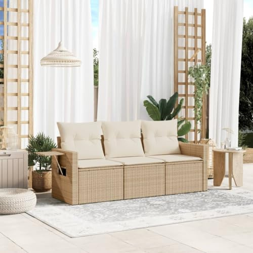 Owoxanthellate Set di 3 divani per esterni, in polyrattan, 55 x 62 x 69 cm, pieghevoli, resistenti alle intemperie, per balcone, terrazza, giardino