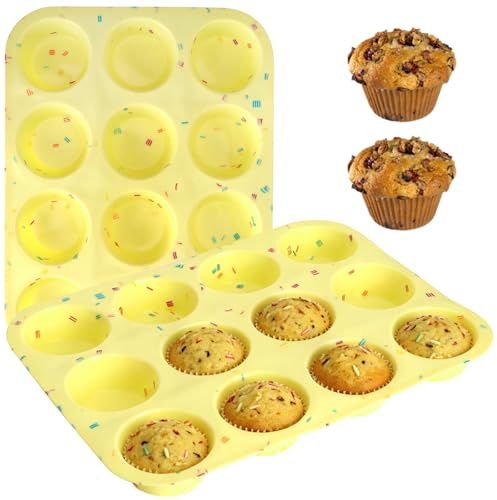 JYYWTSI 2 moldes de silicona para mordeduras de huevos, moldes para magdalenas con 12 cavidades antiadherentes para tartas, chocolate y pequeños pasteles para hornear para fiestas de cumpleaños