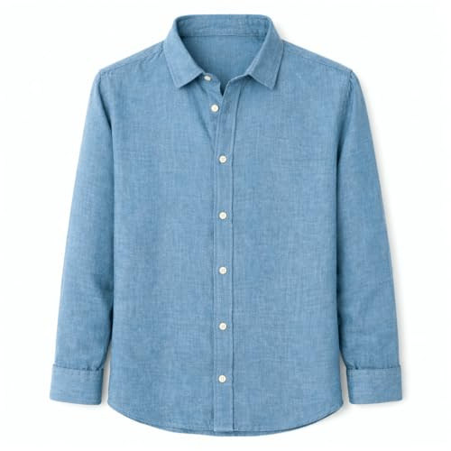 Blue coast yachting Camisa 100% Lino para Hombre de Manga Larga | Corte Regular Fit Jaspeado | Camisa Casual Transpirable para Verano, Playa y Eventos