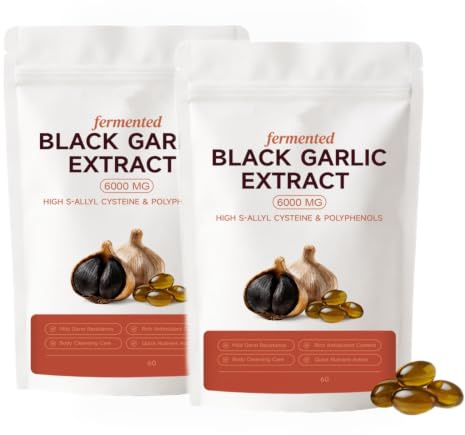 Luktfri svart vitlök 6000 mg | Fermenterat svart vitlöksextrakt | 60 st | Balansera matsmältning och tarm | Energi, antioxidanter och immunstöd | Formula för dagligt välbefinnande