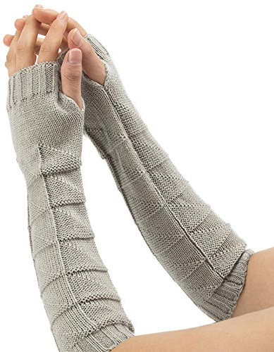 Amorar Armstulpen Winter Fingerlose Handschuhe Damen Gestrickte Armwärmer Stulpen lang Handstulpen Fausthandschuhe Pulswärmer