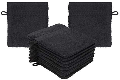 Betz Premium Waschandschuhe 10-teilig - Frottee Waschlappen Gesicht reinigen - aus 100% Baumwolle - Babywaschhandschuh - Graphit
