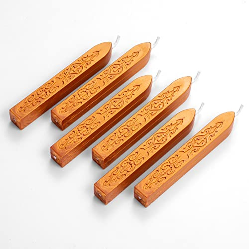 6 Pieces Sealing Wax Sticks with Wicks for Letter Seal Wax Stamp,Wedding Invitations, Packaging Decoration,Christmas Gift Ideas (Dark Gold)