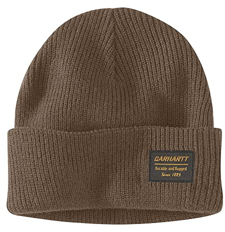 Carhartt Herren Strickmütze Rugged Patch Beanie, Kaffee, Einheitsgröße