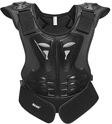 Oshhni Giubbotto da ciclismo Protettore Giubbotto di sicurezza Armatura da notte Gilet da moto Armatura Petto per equitazione, snowboard, bambini, Colore nero L