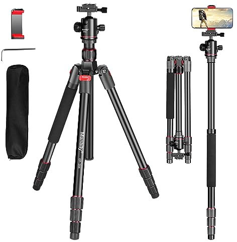 Stativ Kamera Manbily 60 Zoll 152cm Dreibein-stative Leichtes Kompaktstativ für DSLR Kamera Einbeinstativ Reisestativ aus Aluminiumlegierung 360° Kugelkopf & 1/4'' Gewinde Projektor Video Fotostativ