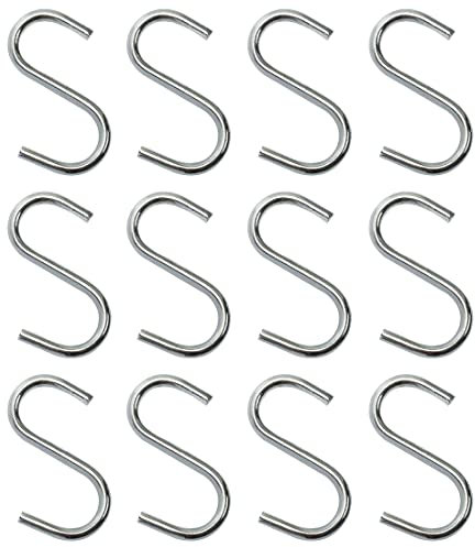 REQAG 12 Stück S Haken Edelstahl Haken zum Einhängen Küchenhaken Aufhängen für Küche Garderobe