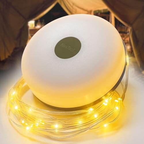 Hiromeco 32.8ft Camping Lights String, 5 LED Lights, Waterproof, USB Charging, Indoor/Outdoor, Modern White+Green, Perfect for Camping, Yard, Hiking, and Emergencies