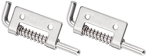 QUARKZMAN Pouces Ressort Chargé Loquet Goupille x 2Pcs 304 Acier Inox Porte Boulon Serrure Gauche pour Équipement et Cage et Hangar Porte, [Argenté]
