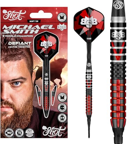 Dardos Shot Michael Smith Defiant 90% Tungsten Dardos Punta de Plástico 18 g