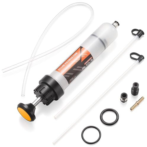 FOUR UNCLES 200cc Fluid Extractor & Fill Pump for Automotive Use - Oil Syringe with a 23 Hose & Two 12 Extension Tubes for Easy Oil Change