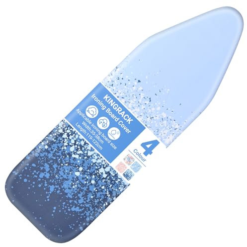 KINGRACK Bügelbrettbezug mit extra dicker 7 mm Polsterung, 100 % Baumwolle, einfache Passform, zum Schutz des Bügelbretts, Größe bis 122 x 38 cm, Dunkelblau