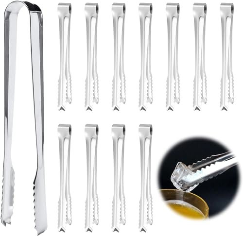 12 mini pinze in acciaio inox, pinze per zucchero pinze da cucina, pinze per servire pinze per insalata pinze in acciaio inox per servire e cucinare in cucina per feste (15,5 cm)