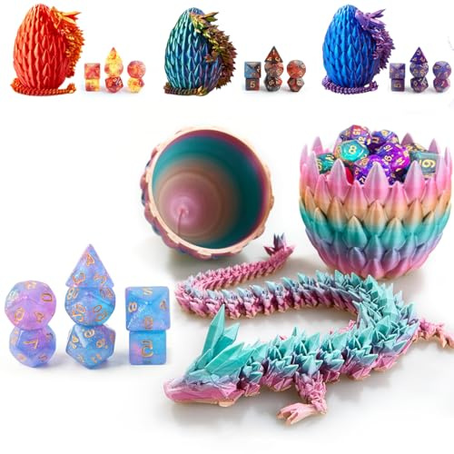 DND Dice Set 7PCS with 3D Printed Dragon Egg
