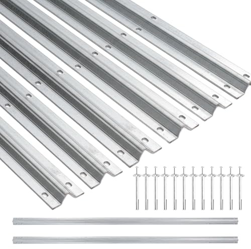 48 Ft V-Track Galvanized Inverted V Track with Hammer Drive in Anchors for Sliding Rolling Chain Rack Driveway Gate, Heavy Duty Sliding Driveway Gate Track