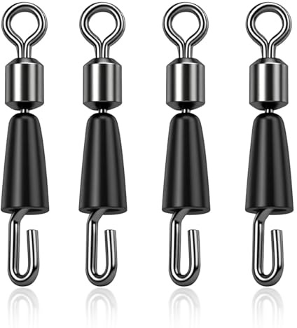 Rayakt 60pcs Quick Change Fishing Swivels, Medium 15mm Silicone Leader Clips, Fishing Bearing Swivels, Bearing Swivel Connector for 0.8-2.0 Line Diameter, Terminal Accessories