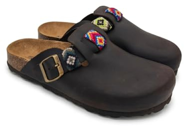 Suerte Meravigliosi Sabot Donna in Pelle, Eleganti Zoccoli Chiusi Davanti, Ciabatte Estive e Invernali in Cuoio (Testa di Moro, Sistema Taglie Calzature EU, Adulto, Donna, Numero, Media, 40)