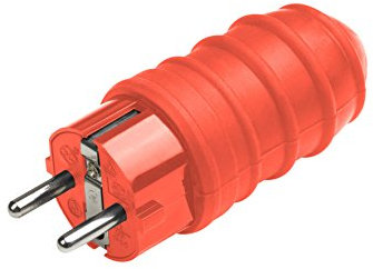 Meister Schutzkontakt-Stecker - Gummi/Kunststoff - rot - 250 V - 16 A - Maximaler Kabelquerschnitt 2,5 mm² - IP44 Außenbereich - Zentrale Einführung / Schuko-Stecker mit ISO-Einsatz / 7421570