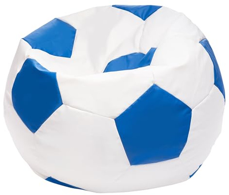 Ecopuf Puf de fútbol M - Puf de fútbol imitación Cuero - Ideal para Aficionados - salón - niños - Sillón de Juego - 65x45cm, Azul Claro E10