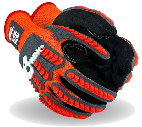 Magid Handschuh & Safety Mehrzweck-Schlaghandschuh, Polyester, 10/XL, Black/Orange NitriX Grip, 1