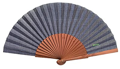 Abanico Español Gales - Madera y Algodón - 23 cm - Estuche y Funda de Yute - Accesorio de Moda - Hecho a Mano en España - Eventos y Regalos - Colección Nuestros Clásicos - Tusitala Barcelona