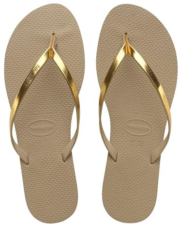 Havaianas - You Metallic, Bequeme, stylische und vielseitige Sandalen, Dünne Riemen mit Metallic-Finish, Kleiner Absatz, für Damen
